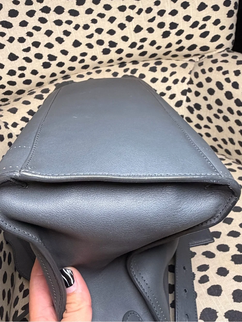 BALENCIAGA Veau Soyeux Perforated Blackout Hardware City Gris Fossile